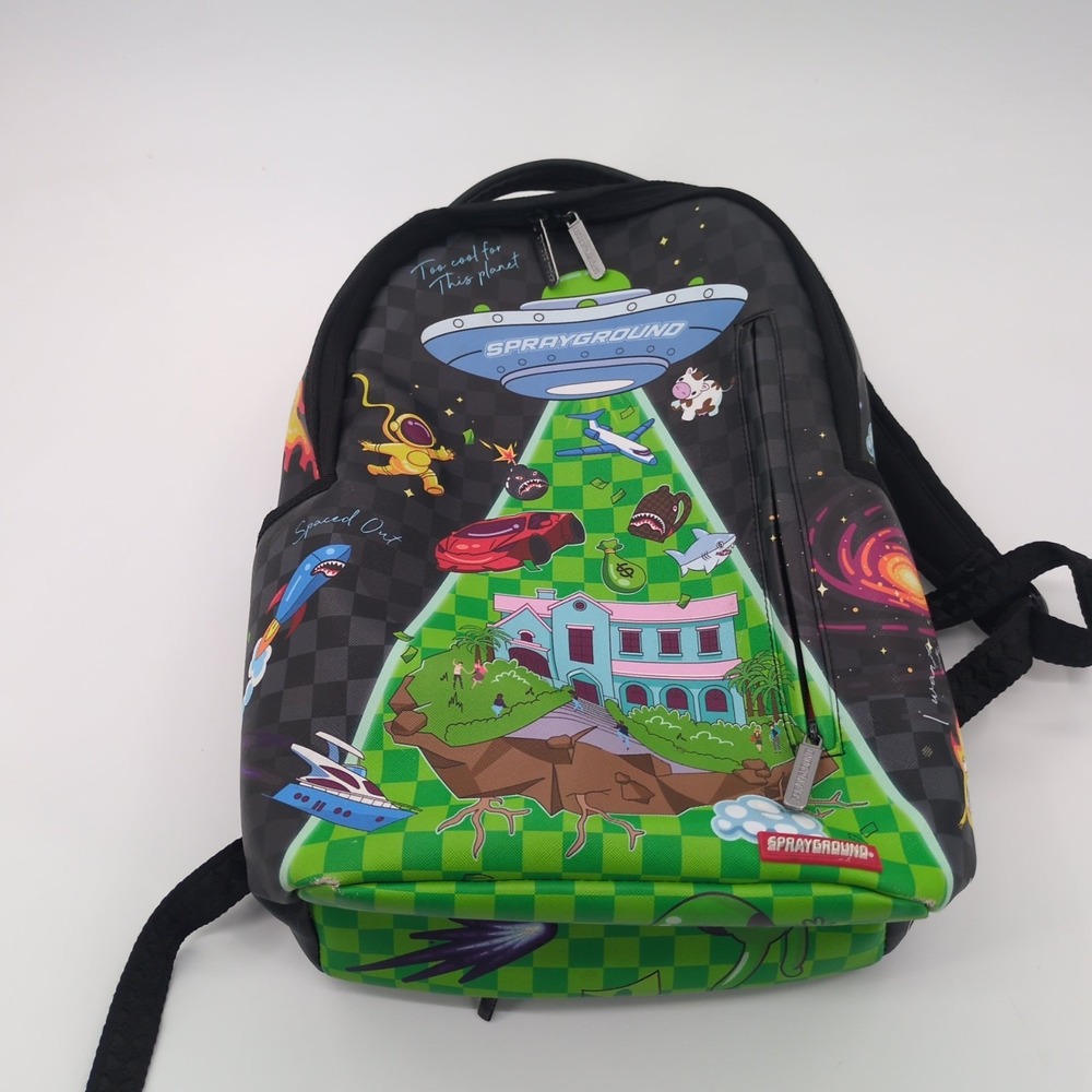Sprayground UFO Alien Backpack Black Graphic Streetwear‎ Bookbag LXSV B5063